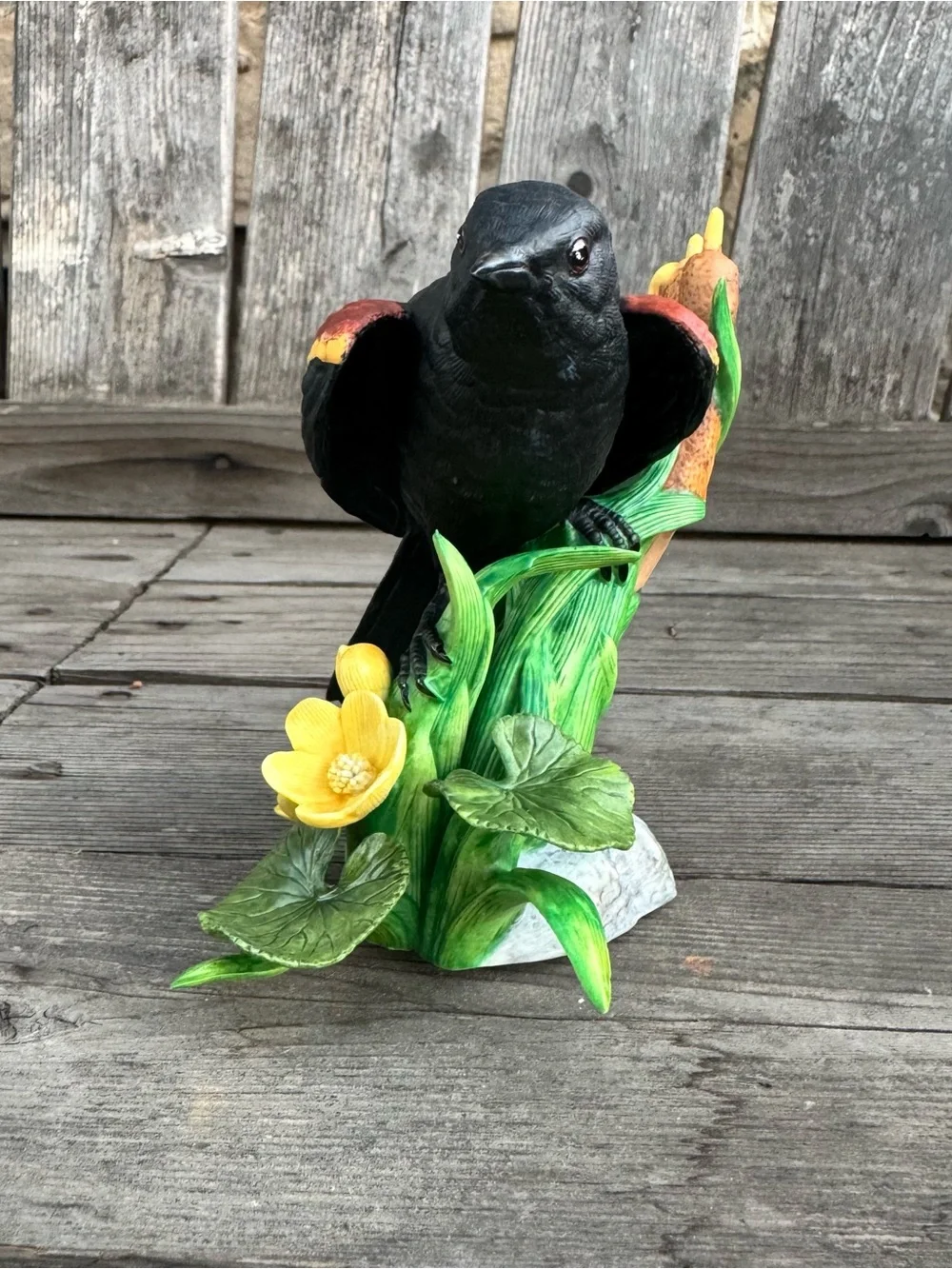 VTG 1993 Lenox Porcelain Red Winged Blackbird Garden Bird Figurine